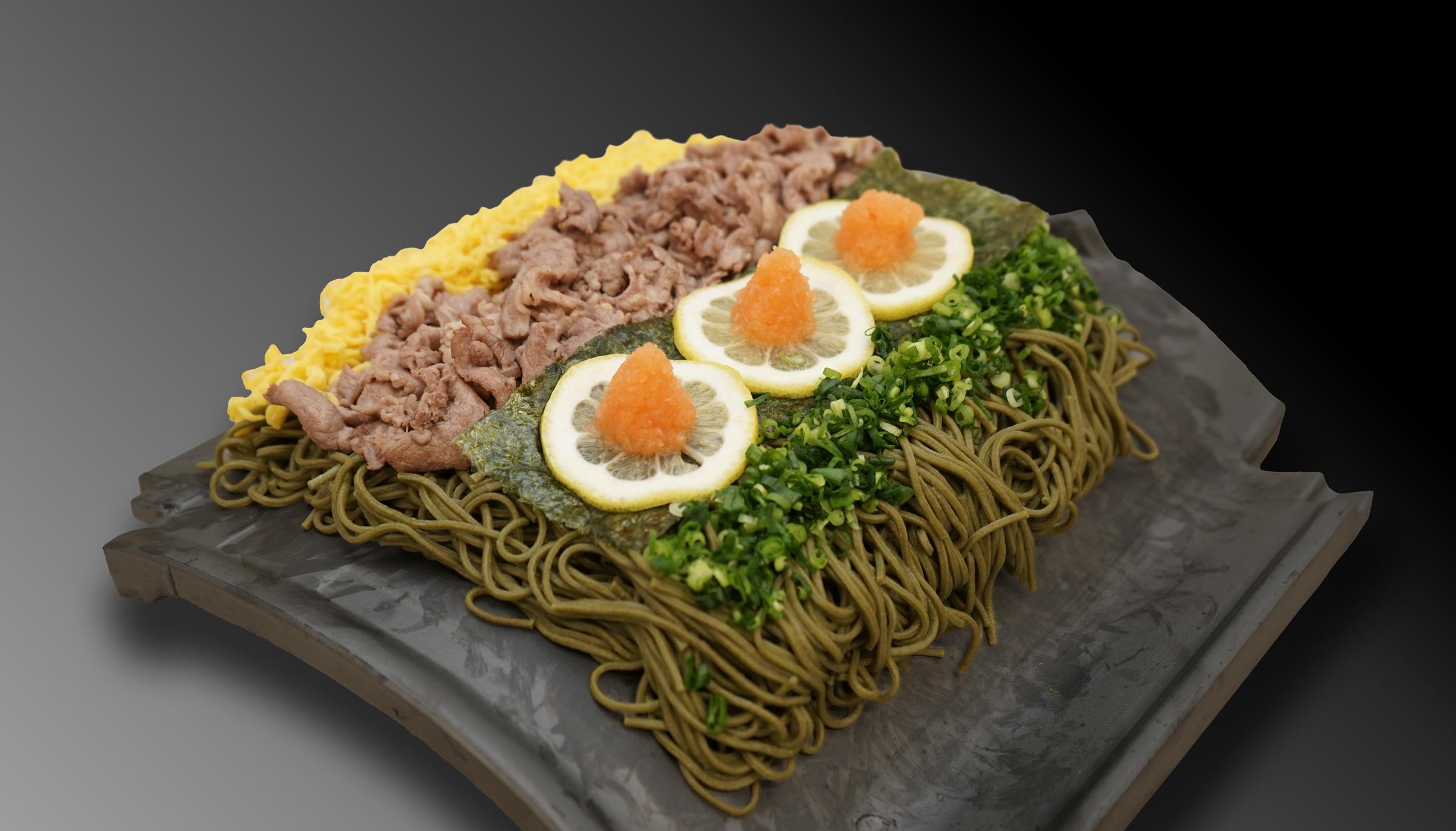 八女茶を使った茶そば